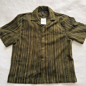 Men's Green Olive Woven button up shirt